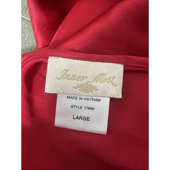 Vintage Inner Most Red Satin Heart Embroidered Slip Dress - Large - Picture 3 of 5